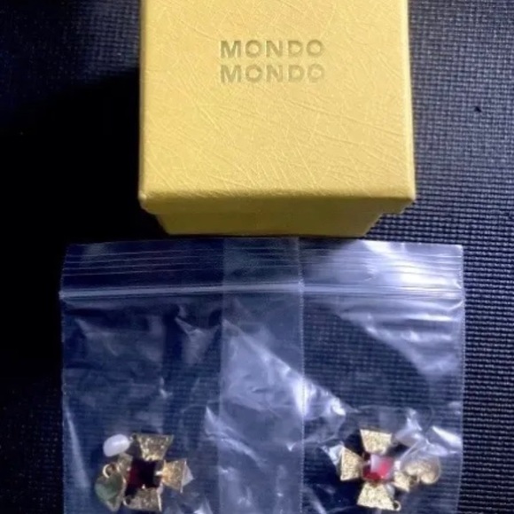 18k Plated | Cross | Heart Motif | Colored Glass Stones Cultured Pearl Drops NIB - Picture 15 of 15